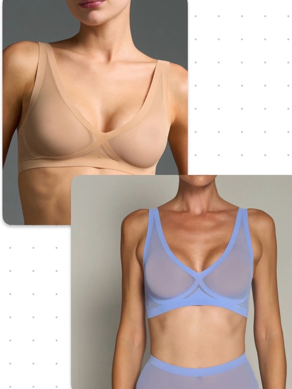 LOT OF 2 - EBY Mesh Bralettes, Size Large, Champagne & Jacaranda